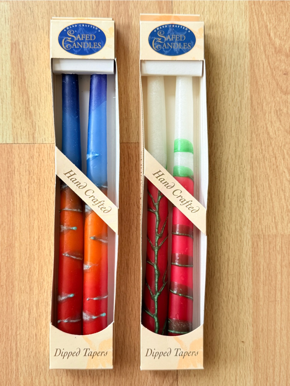 NEW set of 4 handmade colorful beeswax Safed Candles